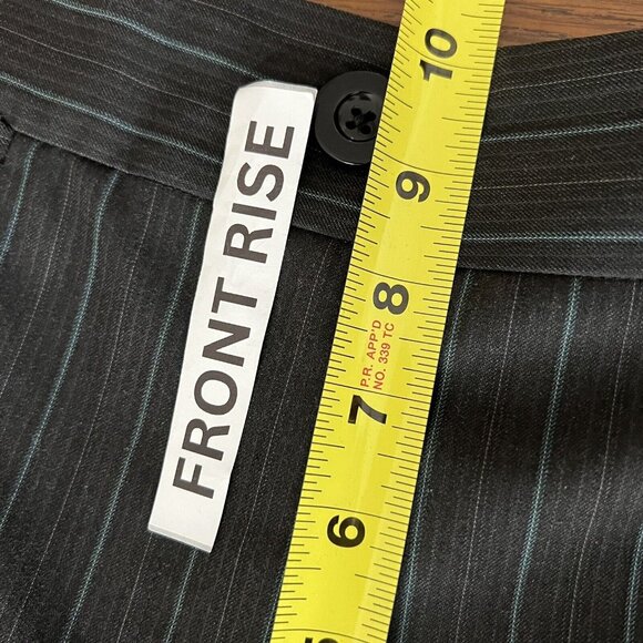 Chico's Women's Charcoal Striped Pants Size 0.5R US 6 Mid Rise Wide Leg Stretch - Picture 8 of 9